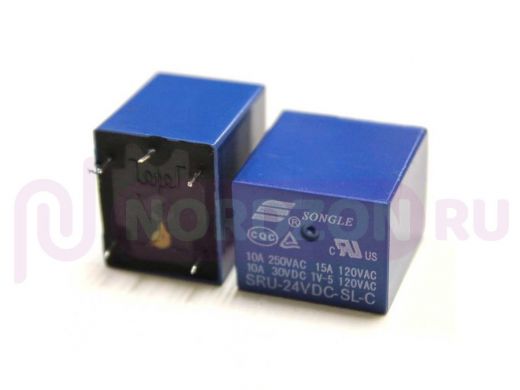 Электромагнитное реле  HF21FF/024-1HS (SRU(22F) (DC24V-15A-1C) 20,2x16,5x20,5 5к. (Songle)