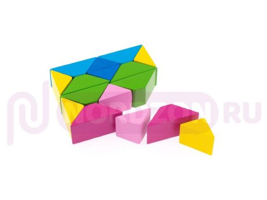 Цветные треугольники 16 деталей  игрушки из дерева