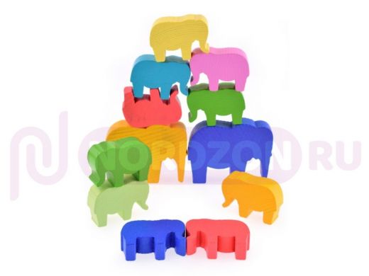 ЛН "Строим" 12 дет. слоны  игрушки из дерева