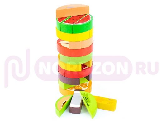 Логический игровой набор  "Башня"" Фрукты" ( 30 дет.)  игрушки из дерева
