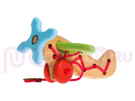 Шнуровка "Самолет", 7 дет.  игрушки из дерева