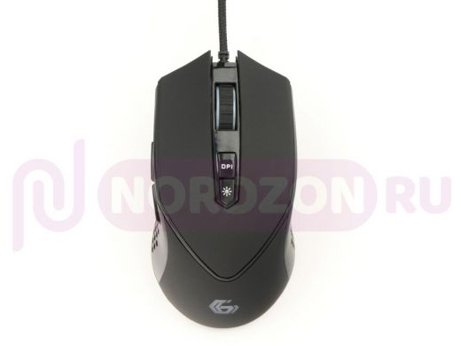 Мышь игровая Gembird MG-770, USB, чёрн., 3200DPI, 7 кн., рег. подсв., каб. тканевый 1.8 м