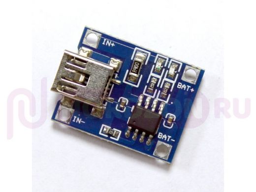 Модуль для зарядки Li-Ion аккум. (пит.mini USB) 4,5-5,5В вых. 4,2В