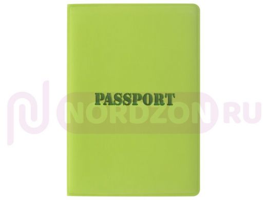 Обложка для паспорта STAFF, мягкий полиуретан, "ПАСПОРТ", салатовая
