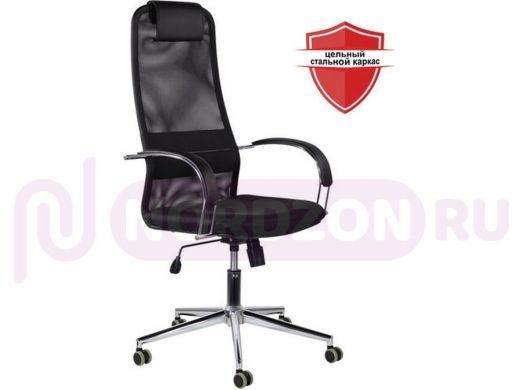 Кресло офисное BRABIX "Pilot EX-610 CH" premium, хром, ткань-сетка, черное