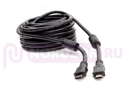 Шнур  HDMI / HDMI 15 м  Cablexpert CCF2-HDMI4-15M, v1.4,19M/19M,черный, позол., экран, 2 ферр кольца