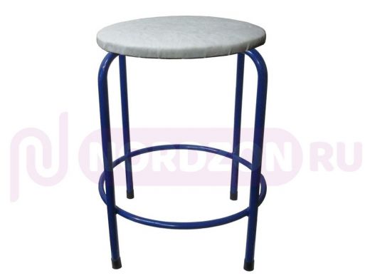 Табурет с подставкой для ног и полкой "TABURETTO-20360" круглое сиденье, синие, серый, экокожа