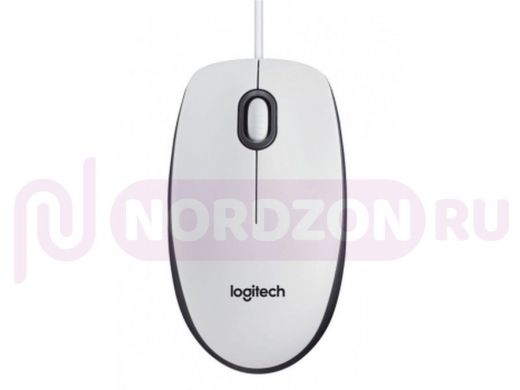 Мышь проводная Logitech Mouse M100 USB, белая