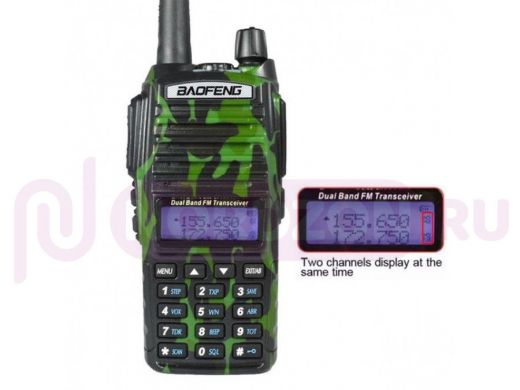 Рация Baofeng UV-82 (UHF/VHF) камуфляж 136-174 МГц,400-520 МГц,VOX,128 ячеек, DCS, CTCS, 5Вт,2800мАч