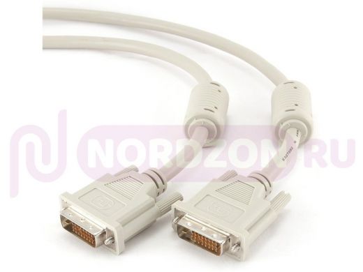 Кабель DVI-D  3м dual link Cablexpert CC-DVI2-10, 25M/25M,  экран, феррит.кольца, пакет CC-DVI2-10