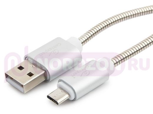 Кабель микро USB (AM/microBM)  1.8 м Cablexpert CC-G-mUSB02S-1.8M, USB 2.0, серия Gold, серебро