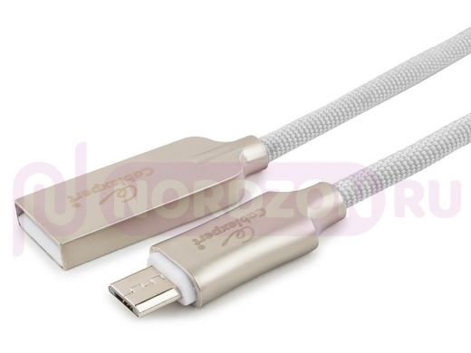 Кабель микро USB (AM/microBM)  1.8 м Cablexpert CC-P-mUSB02W  USB 2.0, серия Platinum, белый