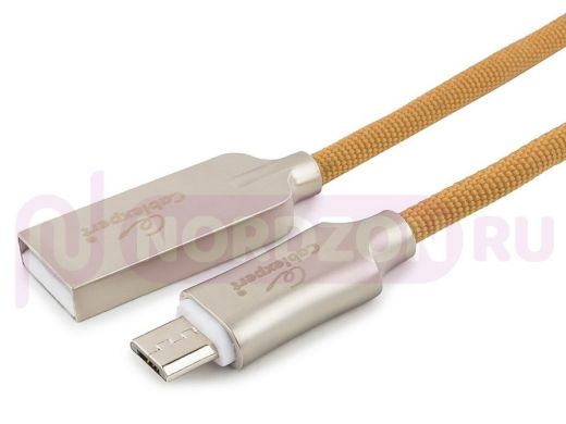Кабель микро USB (AM/microBM)  1.0 м Cablexpert CC-P-mUSB02Gd  USB 2.0, серия Platinum,золотой