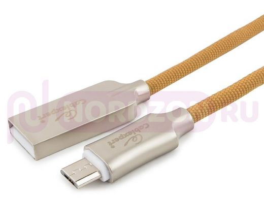 Кабель микро USB (AM/microBM)  1.8 м Cablexpert CC-P-mUSB02Gd  USB 2.0, серия Platinum, золотой
