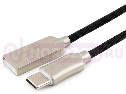 Шнур USB / Type-C Cablexpert CC-P-USBC02Bk-1M, AM/Type-C, серия Platinum, длина 1м, черный