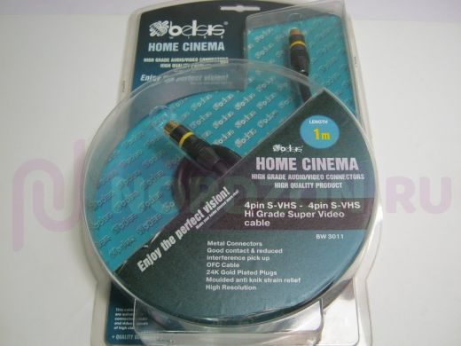 BW3011-F  Высококач. видеокабель S-VHS GOLD вилка/S-VHS GOLD вилка, двойной экран, мет.,1.0м 4pin