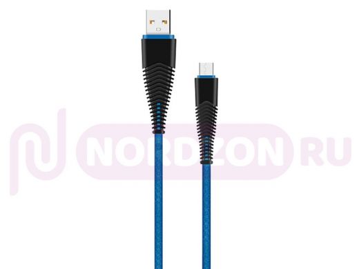 Шнур USB / Lightning Walker С550, текстиль, синий