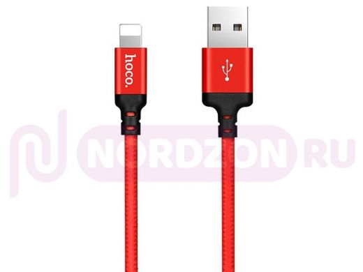Шнур USB / Lightning (iPhone) Hoco X14 Premium, (100см) красно чёрный