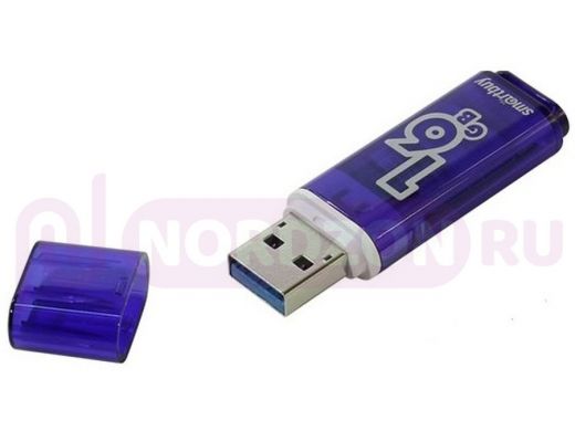Накопитель USB  16GB  Smartbuy Glossy series Dark Blue (USB 3.0)