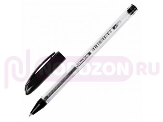Ручка шариковая масляная BRAUBERG Rite-Oil, ЧЕРНАЯ, корпус прозрачный, 0,7мм, линия 0,35мм