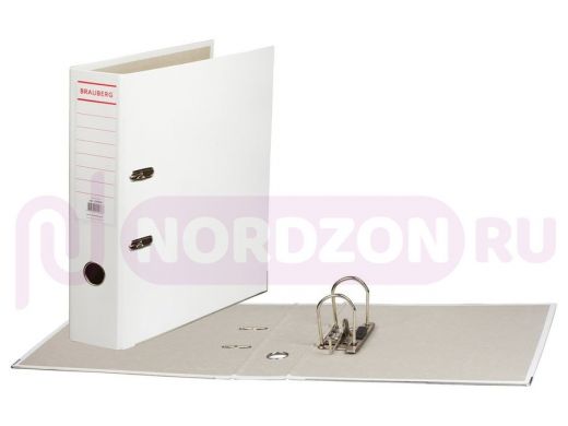Папка-регистратор покрытие пластик, 75 мм, ПРОЧНАЯ, с уголком, BRAUBERG, белая