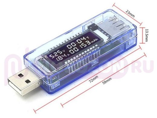 Мини USB метр OLED, напряжение, ток, мАч