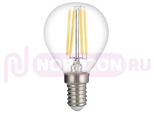 Лампа JazzWay PLED OMNI G45  6W=60W 3000K CL 600Lm E14 230/50 стекло,  нитевый излучатель, угол изл: