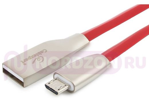 Кабель микро USB (AM/microBM)  3 м Cablexpert CC-G-mUSB01R-3M,  USB 2.0, серия Gold,,красный