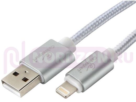 Шнур USB / Lightning (iPhone) Cablexpert CC-U-APUSB02S-3M серебристый
