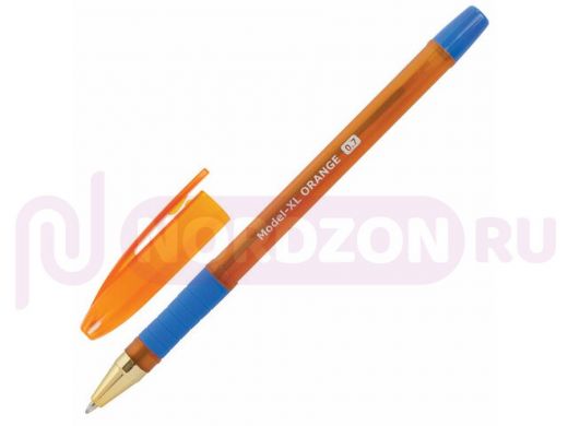 Ручка шариковая масляная с грипом BRAUBERG Model-XL ORANGE, СИНЯЯ, узел 0,7 мм, линия 0,35 мм, 14324