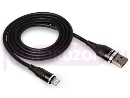 Шнур USB / Lightning Walker С735, прорезиненный, 2м, чёрный