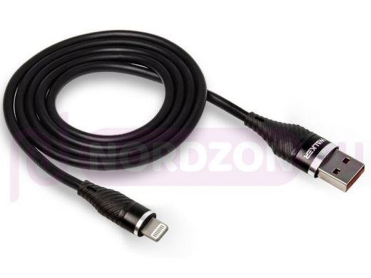 Шнур USB / Lightning Walker С735, прорезиненный, 3.1А, чёрный