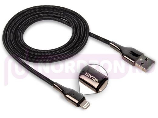 Шнур USB / Lightning Walker С930, , индикатор, быстрый заряд, чёрный