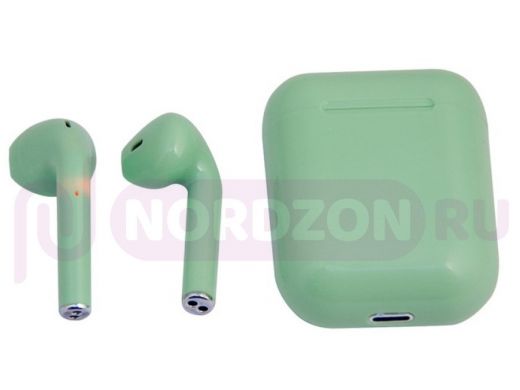 Bluetooth наушники с микрофоном (гарнитура)  i12 с Bluetooth и зарядным футляром, зелёный