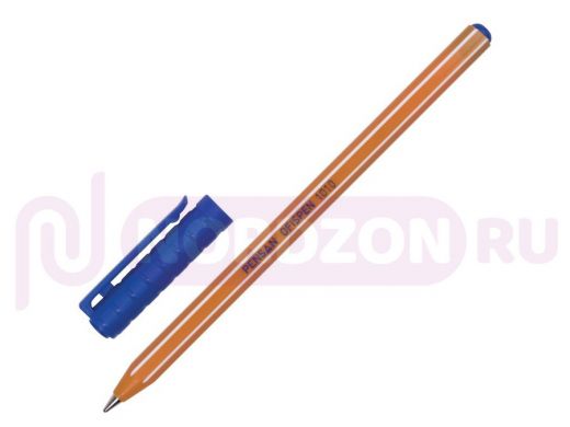 Ручка шариковая масляная PENSAN "Officepen 1010" СИНЯЯ, корпус оранжевый, 1 мм, линия 0,8 мм,