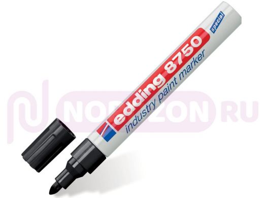 Маркер-краска лаковый (paint marker) EDDING 8750, ЧЕРНЫЙ, 2-4 мм, круглый наконечник, алюминиевый ко