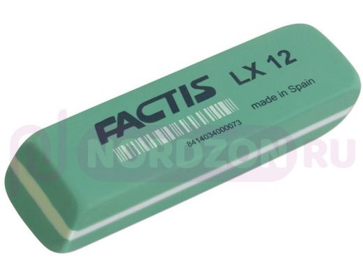Ластик большой FACTIS LX 12 (Испания), 74х24х13 мм, зеленый, прямоугольный, скошенные края, ПВХ, CPF