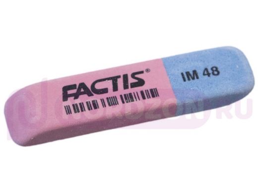Ластик FACTIS IM 48 (Испания), 62х15х8 мм, красно-синий, прямоугольный, скошенные края, синтетически