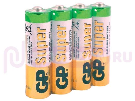 Батарейка LR6  GP Super, AA (LR06, 15А), алкалиновые, комплект 4 шт, в пленке,15ARS-2SB4 цена за 1шт