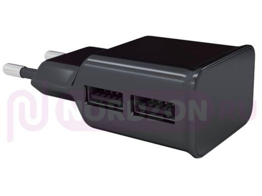 Зарядное устройство с 2-мя USB  RED LINE NT-2A, 2 порта USB, выходной ток 2,1 А, черное, УТ00000