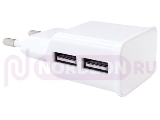 Зарядное устройство с 2-мя USB  RED LINE NT-2A, кабель microUSB 1 м, 2 порта USB, выходной ток 2