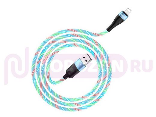 Шнур USB / Lightning (iPhone) Hoco U85, Синий, 2.4А (iOS Lighting) 1м
