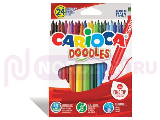 Фломастеры CARIOCA (Италия) "Doodles", 24 цвета, суперсмываемые, 42315