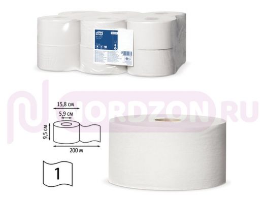 Бумага туалетная 200 м, TORK (Система Т2), комплект 12 штук, Universal