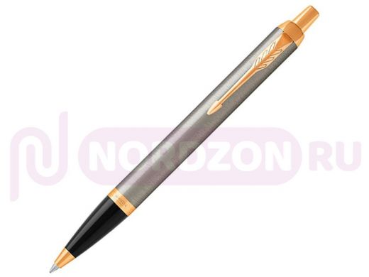 Ручка шариковая PARKER "IM Core Brushed Metal GT", корпус серебристый матовый лак, позолоченные дета