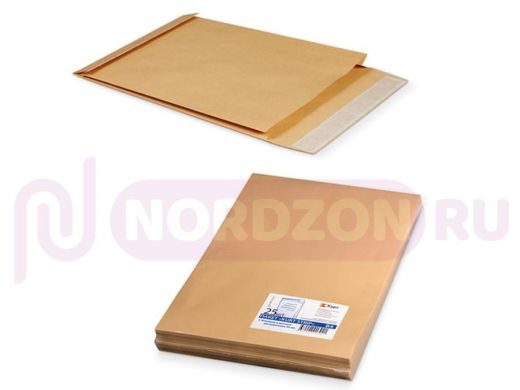 Конверт-пакеты В4 объемный (250х353х40 мм), до 300 листов, крафт-бумага, отрывная полоса, КОМПЛЕКТ 2