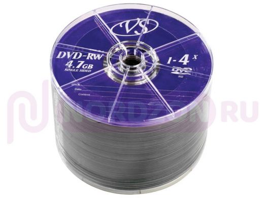 Диски DVD-RW VS 4,7 Gb 4x, КОМПЛЕКТ 50 шт., Bulk, VSDVDRWB5001
