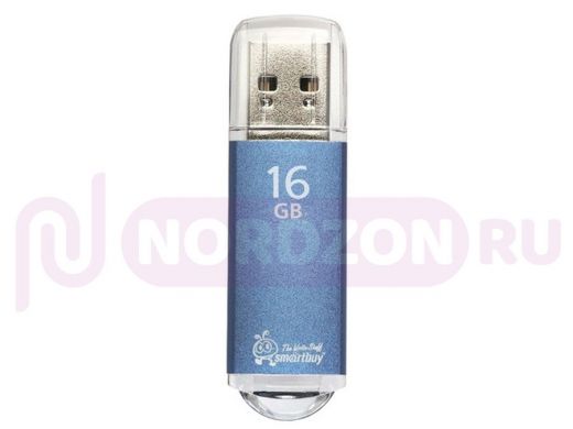 Накопитель USB  16GB  Smartbuy  V-Cut, USB 2.0, металлический корпус, синий, SB16GBVC-B