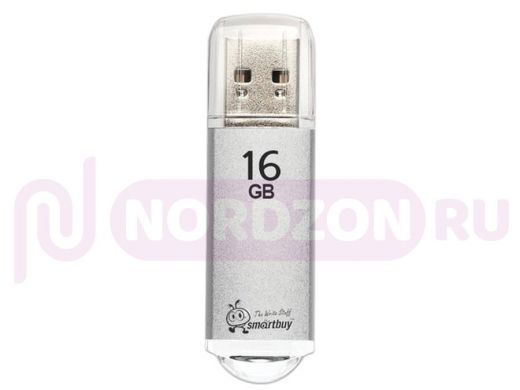 Накопитель USB  16GB  Smartbuy  V-Cut, USB 2.0, металлический корпус, серебристый, SB16GBVC-S