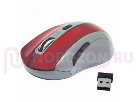 Мышь беспроводная DEFENDER ACCURA MM-965, USB, 5 кнопок + 1 колесо-кнопка, оптическая, красно-серая,